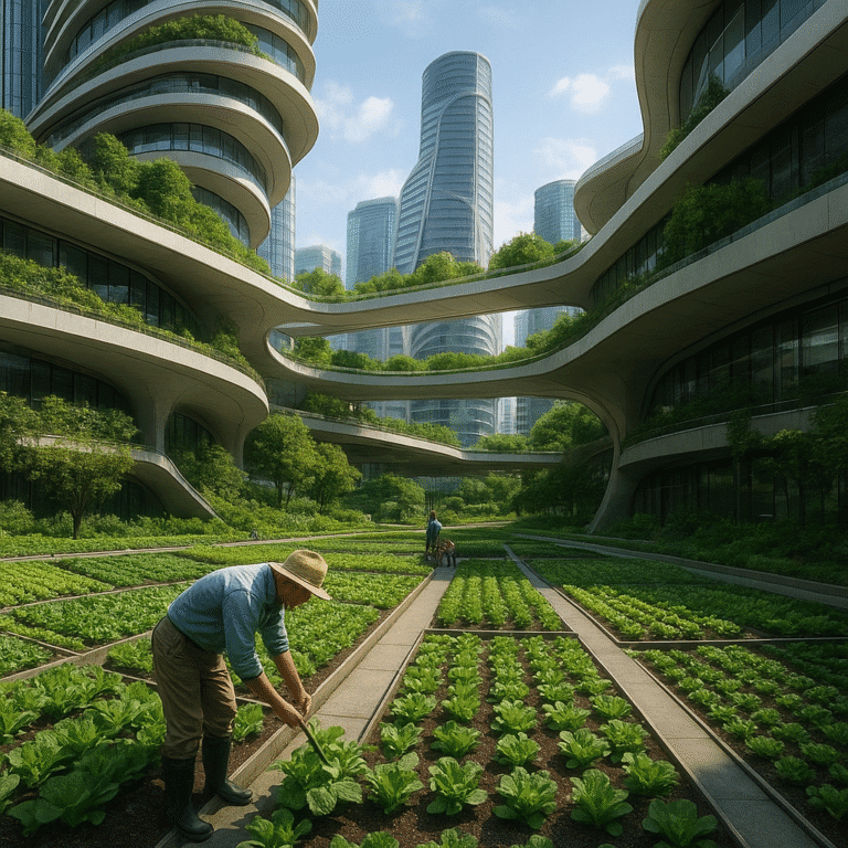 Urban Farming in Futuristic Architecture